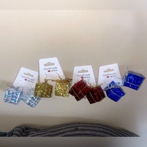 Christmas Present Earrings Handcrafted